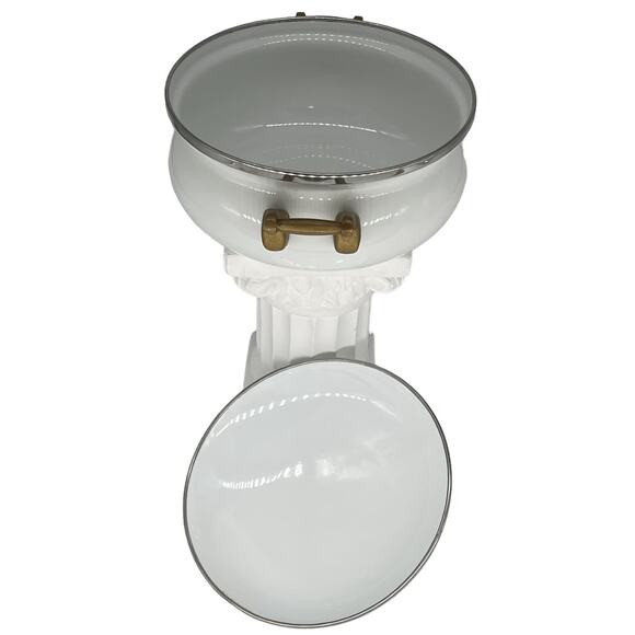 Tivoli Vintage Enamelware Cooking Stock Pot & Lid Solid Glossy White - Picture 2 of 14